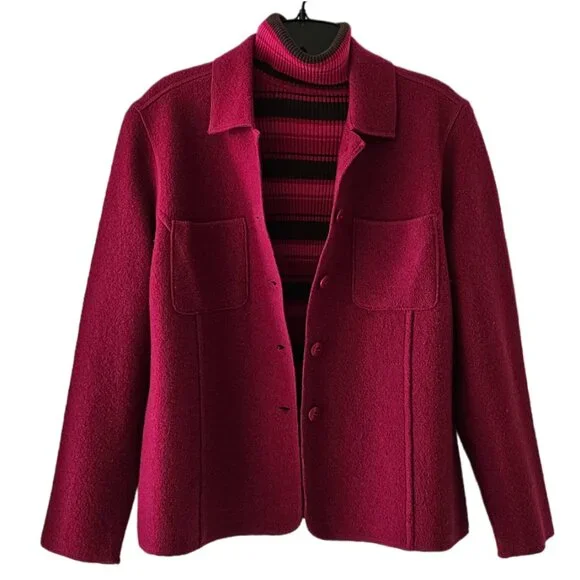 Petite Sophisticate 100% Boiled Wool Jacket | Like New | SP | Raspberry Pink - Picture 2 of 15